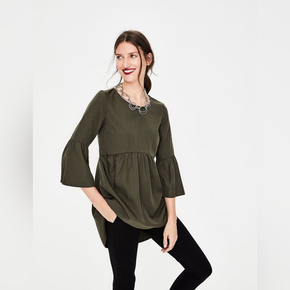 BODEN Curved Seam 3/4 Bell Sleeve Top - Picture 2 of 5
